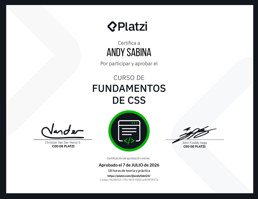 CSS diploma from Platzi